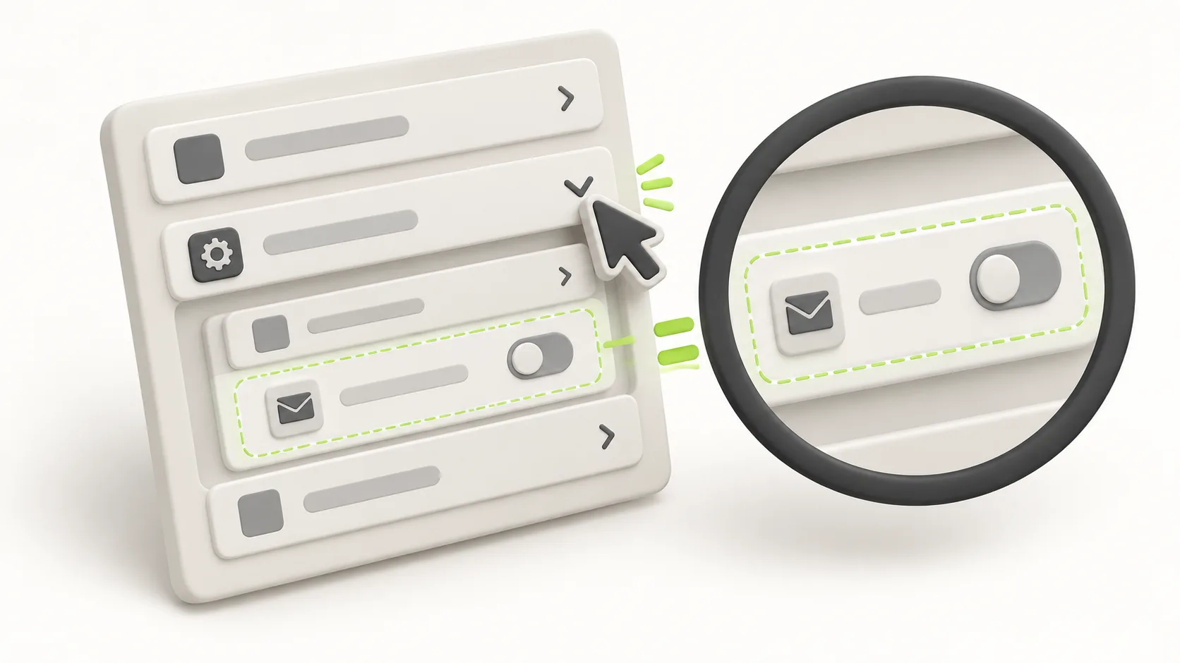 A software configuration inspection reveals an email integration field, with its connection inactive.