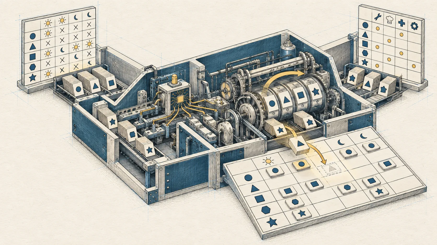 A scheduling system recalculates a shift after an absence, assigns an available qualified replacement, and keeps routine calculations separate from AI reasoning.