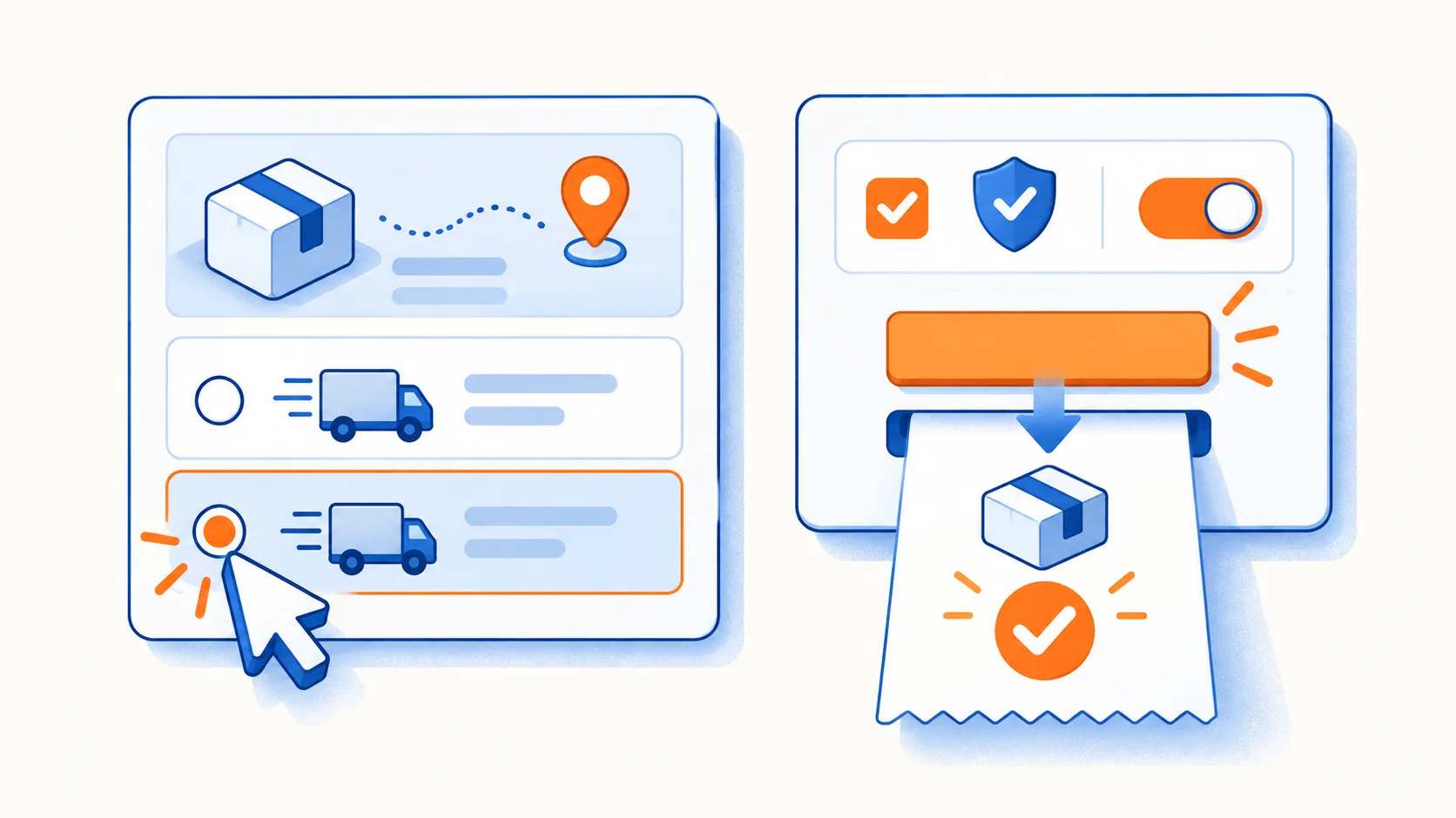 A browser agent updates checkout delivery details and creates an order after receiving buyer authorization.