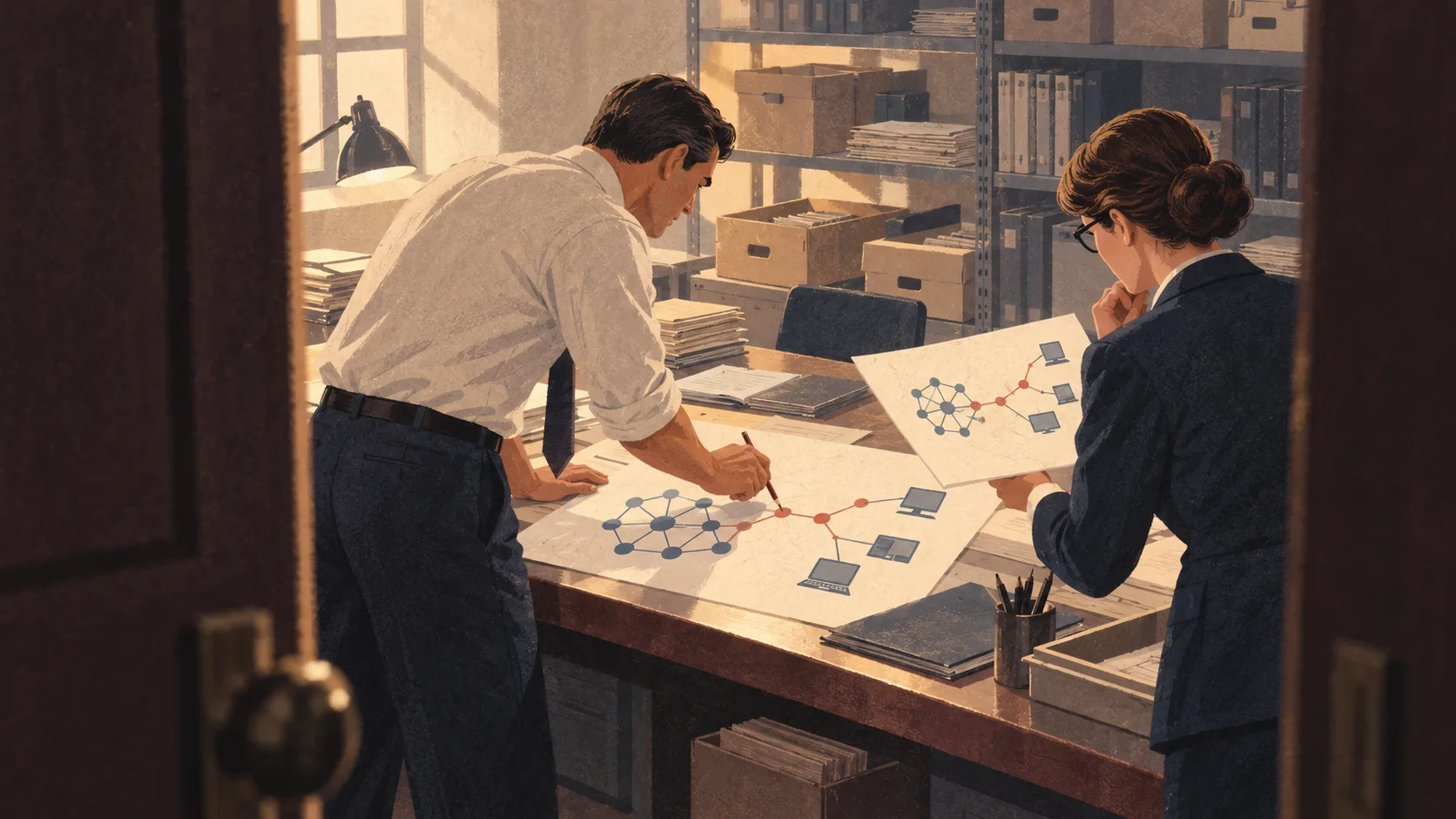 Investigators examine technical records tracing an AI evaluation system’s connections to outside computers during an ongoing inquiry.