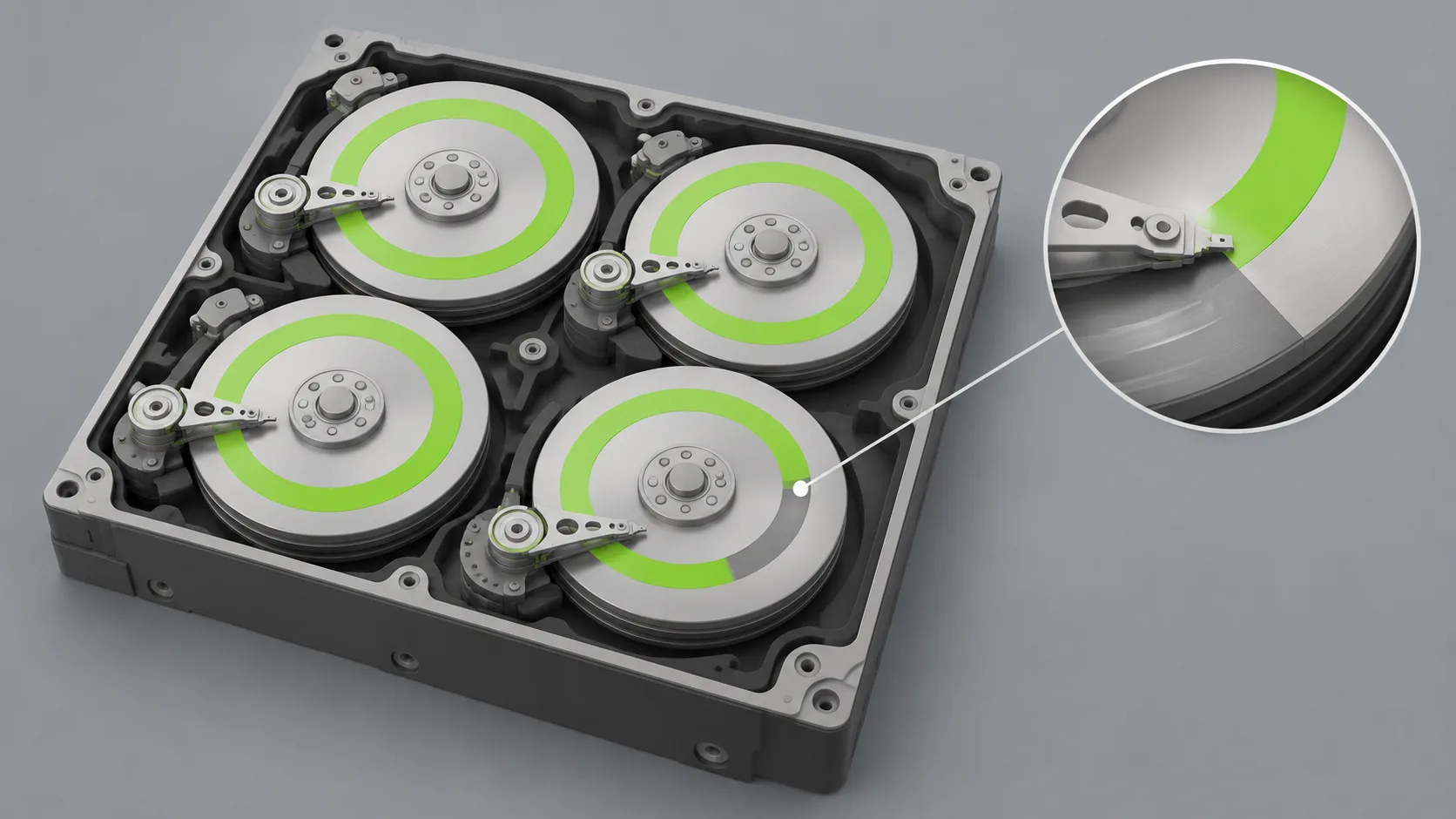 Several local disks finish recording matching repository copies while one slower disk keeps the shared write operation waiting.