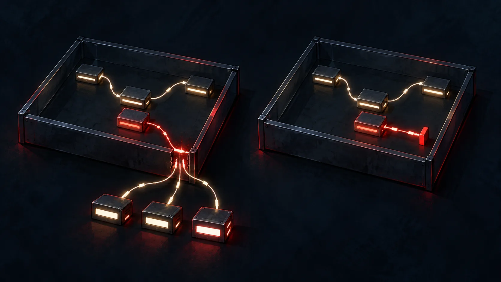 A crafted flow configuration triggers commands outside an unpatched template sandbox, while an updated instance blocks the same execution path.