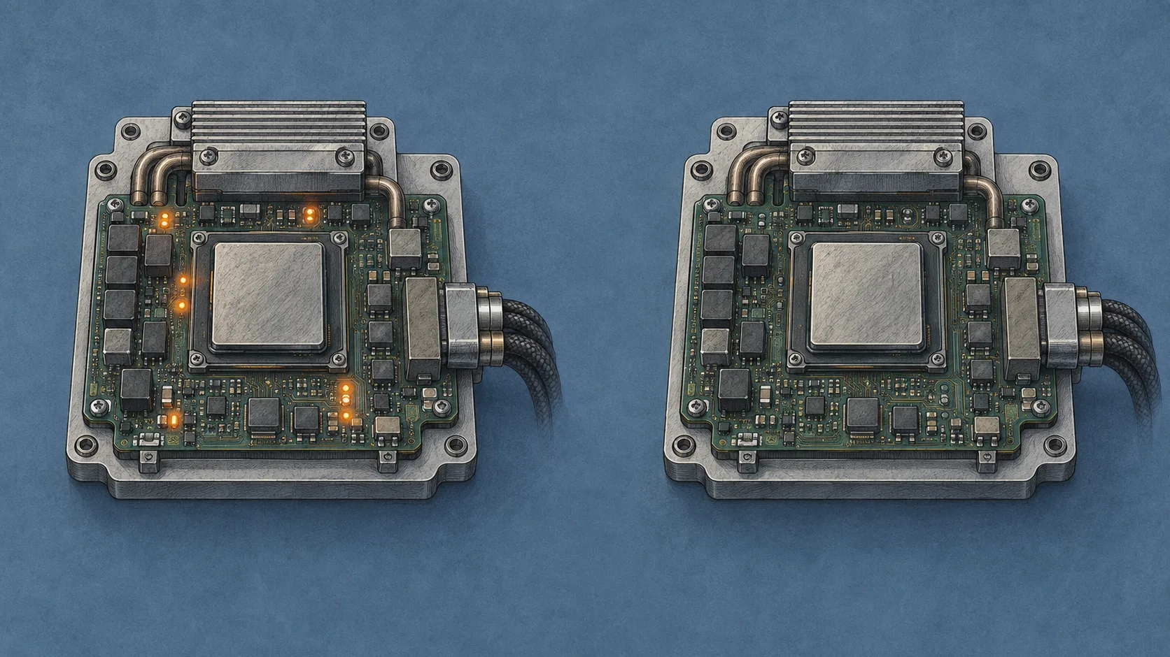 A processor module switches from active computation to an idle state between short bursts, protecting its power and thermal systems.