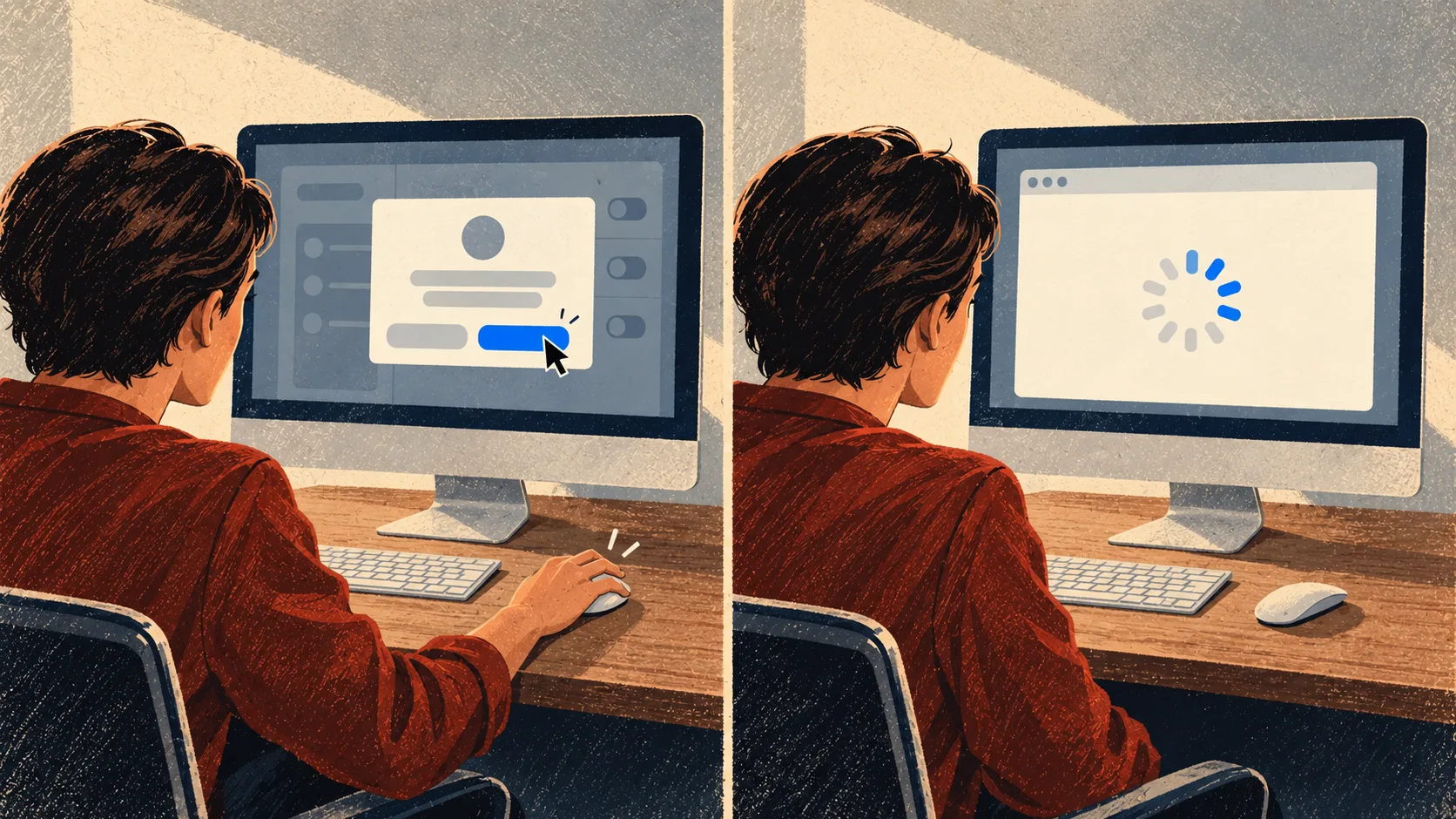 A user manually confirms expanded computer access, then watches the assistant app restart while its controls are temporarily unavailable.