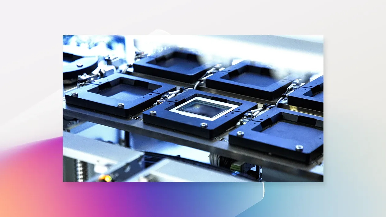 Microsoft Azure Maia AI accelerator chips mounted on a testing platform.