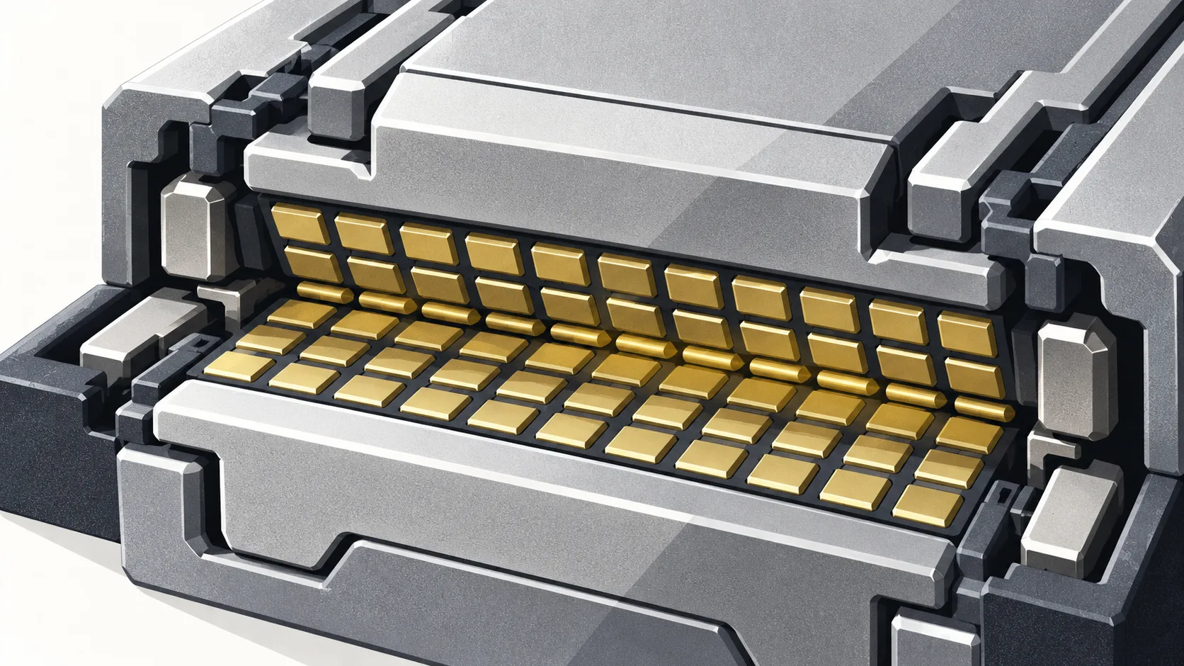 A proposed connector engages a broad array of contacts after its housing is seated, keeping the contacts clear of the insertion path.